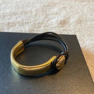 Gold and Brown Leather Bracelet